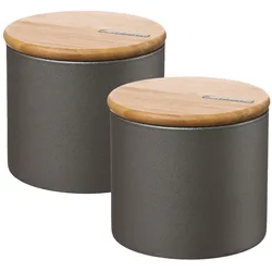 Vorratsdose S 0,7l Bambusdeckel Vorratsglas Aufbewahrungsglas 2er Set