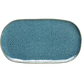 LEONARDO HOME Matera Platte - Große Servierplatte aus Keramik - Eckiger Teller zum Anrichten von Apero, Snacks, Käse etc. - 32x18 cm - Mikrowellengeeignet, spülmaschinenfest - Blau,