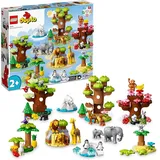 LEGO 10975 DUPLO Wilde Tiere der Welt, Zoo-Spielzeug mit Sound, 22 Tierfiguren