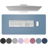 Schreibtischunterlage Leder - Multifunktion Mousepad aus Wasserdichtes PU-Leder - 80 × 40 cm Große Größe, Mouse Pad Für den Heim- oder Bürogebrauch (Grau Blau)