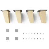 Sossai Möbelfüße aus Naturholz Buche unbehandelt, Clif Square HMF4, 10 cm hoch, eckig, schräge Ausführung, für Regale, Kommoden, Schränke