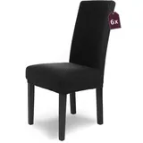 SCHEFFLER-Home Stuhlhussen Stretch Luna/Stuhlhussen Schwarz 6er Set/elastische Flanell Stuhlabdeckungen/Stuhlhussen Schwingstühle/Hussen Stuhl Überzieher mit Gummiband/Stuhlhussen Samt