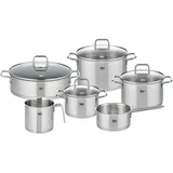 ELO Kochtopfset Citrin, Silber, Metall, 6-teilig, 24 cm,16 cm, 5,8 L,1,3 L,1,3 L,2,6 L, zylindrisch, 34x29x54 cm, Messskala, backofengeeignet, rostfrei,backofengeeignet, Kochen, Töpfe, Topfsets