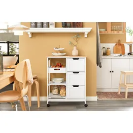 SoBuy Küchenwagen mit Rollen, Weiß 68x85x38cm, bis 50kg