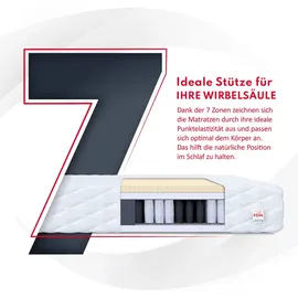 Fdm BOLONIA Taschenfederkernmatratze 160 x 200 cm Latex Matratze 18 cm Höhe Härtegrad H3 (Mittelhart) 7-Zonen Bezug Zweiseitig Abnehmbar Waschbar TFK