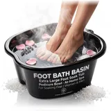 AWA Fußbadewanne zum Einweichen der Füße, extra großes Pool-Fußbad, stabile Füße, Einweichwanne und Pediküre-Schüssel, Fuß-Spa-Set für Damen und Herren (Schwarze Fußwanne)