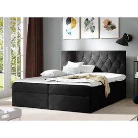Mirjan24 Boxspringbett Loloz, Doppelbett mit Bettkasten und Matratze, Ehebett (Farbe: Mikrofaza 0015, Größe: 160x200 cm) - Dunkelgrau