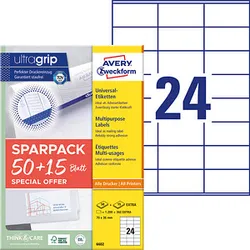 AKTION: 1.560 AVERY Zweckform Etiketten 6602 weiß 70,0 x 36,0 mm