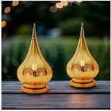 Marrakesch Orient & Mediterran Interior 2er Set Orientalische Laterne Windlicht Garten Deko Ezana gold