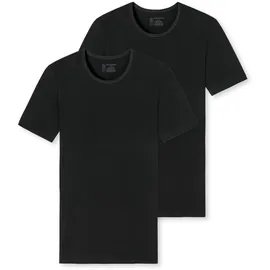 SCHIESSER Herren T-Shirt 2er Pack - 95/5 Organic Cotton Shirt Shirt, Schwarz L