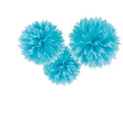 amscan® Pompons blau Fluffy 3 St.