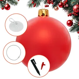 Spetebo Riesen Weihnachtskugel aufblasbar 45 cm - Innen und Außen - Farbe: rot - Rot