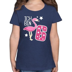 Shirtracer T-Shirt Ich bin sechs Flamingo – 6. Geburtstag – Mädchen Kinder T-Shirt tshirt 6 jahre mädchen – kinder shirt mit flamingo – girls gifts blau 116 (5/6 Jahre)