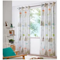 heimtexland ® Vorhang Kindergardine Skandi Leinen Optik Natur Bunt Deko Gardine Kinderzimmer Transparent Typ755 Ösenschal HxB 245x135 cm