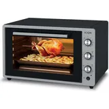 ICQN 60 Liter XXL Minibackofen, 2000 W, Umluft, Pizza-Ofen, Doppelverglasung, Drehspieß, Timer, inkl. Backblech Set, Elektrischer Mini Ofen, 40°-...