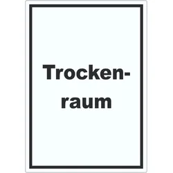Trockenraum Aufkleber mit Text Wäsche trocknen hochkant A4 (210x297mm)