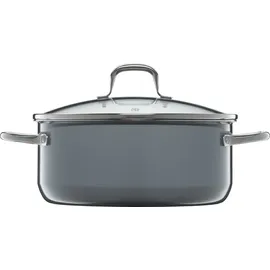 WMF Fusiontec Essential Kochtopf groß, 20 cm, Glasdeckel, Bratentopf Induktion, 2,4l, High-Tech Keramik, kratzfest, unbeschichtet, grau, Made in Germany