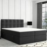 M-Punkt24 Boxspringbett ROM mit Bettkasten 180 x 200 cm Webstoff Schwarz Bett Bettkasten