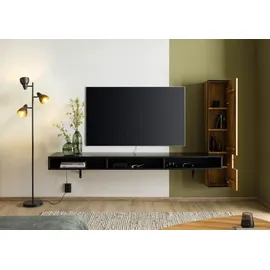 MASSIVMOEBEL24.DE Wohnwand schwebend Wildeiche 251x49x140 natur geölt /schwarz lackiert STARNBERG #09