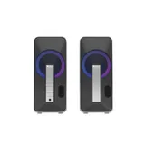 GENESIS Helium 100BT RGB 2.0 Kanäle, Verkabelt – Bluetooth 5.0 & AUX, USB-Stromversorgung, 10W RMS, RGB-Beleuchtung, Kopfhöreranschluss, kompakte Stereo-Lautsprecher für PC, Laptop, Gaming & Büro