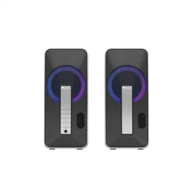 GENESIS Helium 100BT RGB 2.0 Kanäle, Verkabelt – Bluetooth 5.0 & AUX, USB-Stromversorgung, 10W RMS, RGB-Beleuchtung, Kopfhöreranschluss, kompakte Stereo-Lautsprecher für PC, Laptop, Gaming & Büro