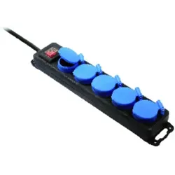 Profi-Steckdosenblock 5-fach, blau - blau