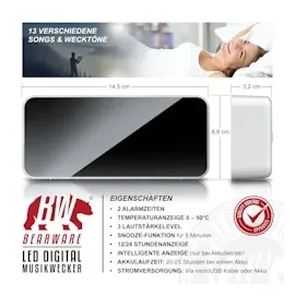 Bearware digitaler Wecker weiß