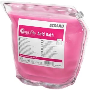 ECOLAB Oasis Pro Acid Bath Sanitärreiniger, Saurer Badreiniger mit frischem Duft für eine wirksame Kalkentfernung, 1 Karton = 2 x 2 Liter - Beutel