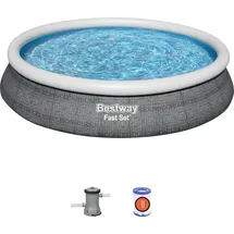 BESTWAY Fast Set Aufstellpool ⌀ 457 x 84 cm Grau inkl. Filterpumpe