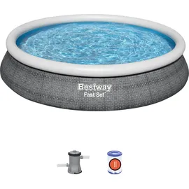 BESTWAY Fast Set Aufstellpool ⌀ 457 x 84 cm Grau inkl. Filterpumpe