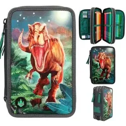 DEPESCHE 12474 Dino World 3-Fach Federtasche LED grau