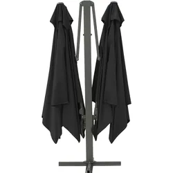 METRO Professional Gastro Doppelschirm, Aluminium / Polyester, 3 x 3 m, Kurbelöffnungssystem, wasserabweisend, anthrazit / grau