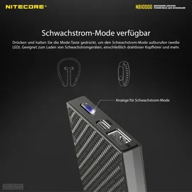 Nitecore NB10000 Externer Akku 10.000 mAh, Schwarz