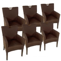 Esszimmer Stühle Set 6 Stück Rattan Armlehner Sessel Bilbao Polsterstuhl Polster