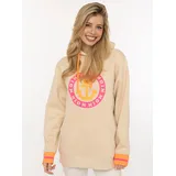 Zwillingsherz Hoodie Neon-Details Beige S/M