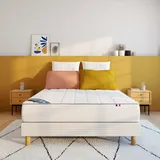 Set Aus Fester Federkernmatratze (400 Federn) + Rahmen Mit Lattenrost Weiss 90 x 200 cm