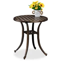 Relaxdays Antiker Gartentisch Ø 49 x 49 cm Gold/Schwarz