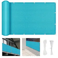 Balkon-Sichtschutz Balkon-Verkleidung 900 x 80 cm HDPE Gewebe, Uv-Schutz, Balkon-Sichtschutz Garten-Sichtschutz, mit Kabelbinder Und Kordel, für Balkon Zaun Garten, Himmelblau