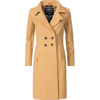 Navahoo Damen Mantel in Wollmantel-Optik langer Trenchcoat mit Reverskragen Wooly Camel Gr. XXL - XXL