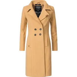 Navahoo Damen Mantel in Wollmantel-Optik langer Trenchcoat mit Reverskragen Wooly Camel Gr. XXL - XXL