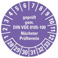 Dreifke Dreifke® Prüfplakette geprüft gem. VDE 0105-100, 28-33, violett,