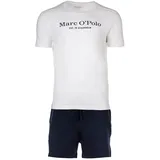 Marc O'Polo Marc O Polo Herren Schlafanzug - 2-tlg. Pyjama Set, kurz, Rundhalsausschnitt, Organic cotton Weiß/Dunkelblau L