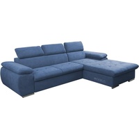 MOEBLO Ecksofa Nilux, Sofa Couch L-Form Polsterecke für Wohnzimmer, Schlafsofa Sofagarnitur Wohnlandschaft, Modernes Ecksofa mit Schlaffunktion, Bettkasten & verstellbaren Kopfstützen – frei im Raum stellbar, mit Bettkasten und Schlaffunktion blau