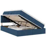 vidaXL Bett mit Stauraum und LED mit Matratze Blau 140 x 200 cm