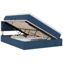 vidaXL Bett mit Stauraum und LED mit Matratze Blau 140 x 200 cm