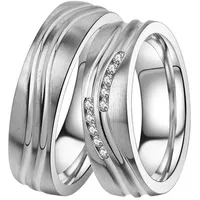 DOOSTI Trauring Schmuck Geschenk Edelstahl Trauring Ehering Partnerring LIEBE, Made in Germany, wahlweise mit oder ohne Zirkonia silberfarben 58
