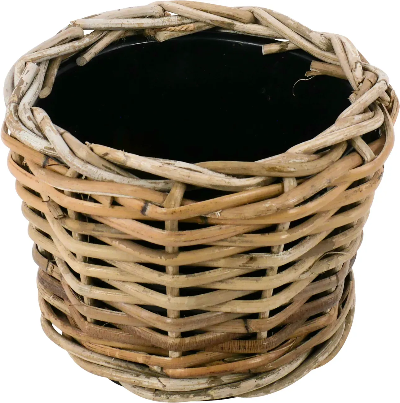 Korb Rattan D20H15cm Terassenkübel mit Einsatz  - grau