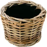 Korb Rattan D20H15cm Terassenkübel mit Einsatz  - grau