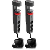 Steckdosenleiste 3 Fach mit 3 USB Ladeanschlüsse, Mehrlochsteckdose mit Tischclip (3680W) Steckerleiste USB(5V 3.4A,17W) mit 2M Kabel für Smartphones, Laptop, iPAD -Schwarz (Packung mit 2)