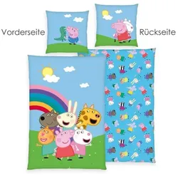 Peppa Pig 4486424050 - Bettwäsche, 80x80 cm + 135x200 cm, 100% Baumwolle